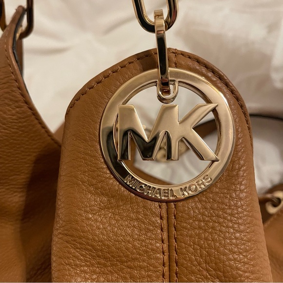 MICHAEL KORS Fulton Brown Leather Chain Large Three Compartments Shoulder Bag - Picture 3 of 15